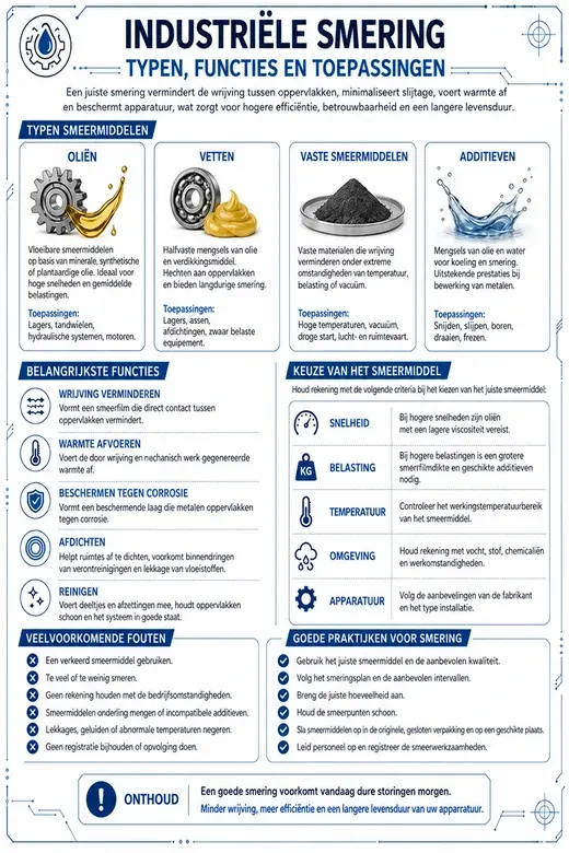 Karte „Industriële smering“: Arten, Funktionen und Anwendungen von Schmierstoffen
